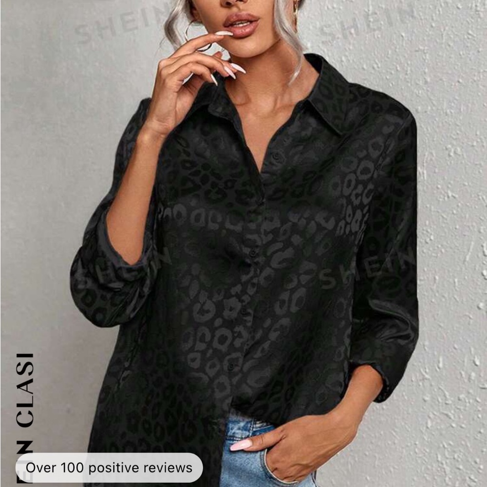 Shein animal print button up